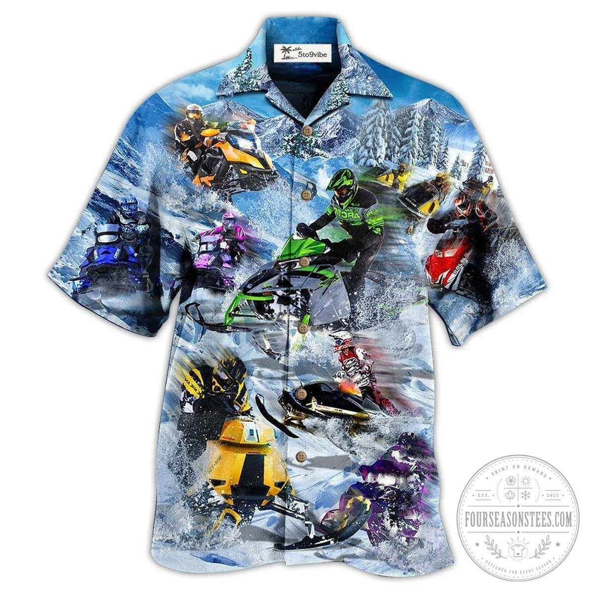 Snowmobile Racing Winter Sports Hawaiian Shirt