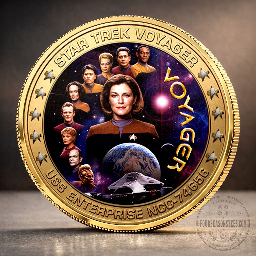 Star Trek Voyager USS Enterprise NCC-74656 Commemorative Gold Plated Coin
