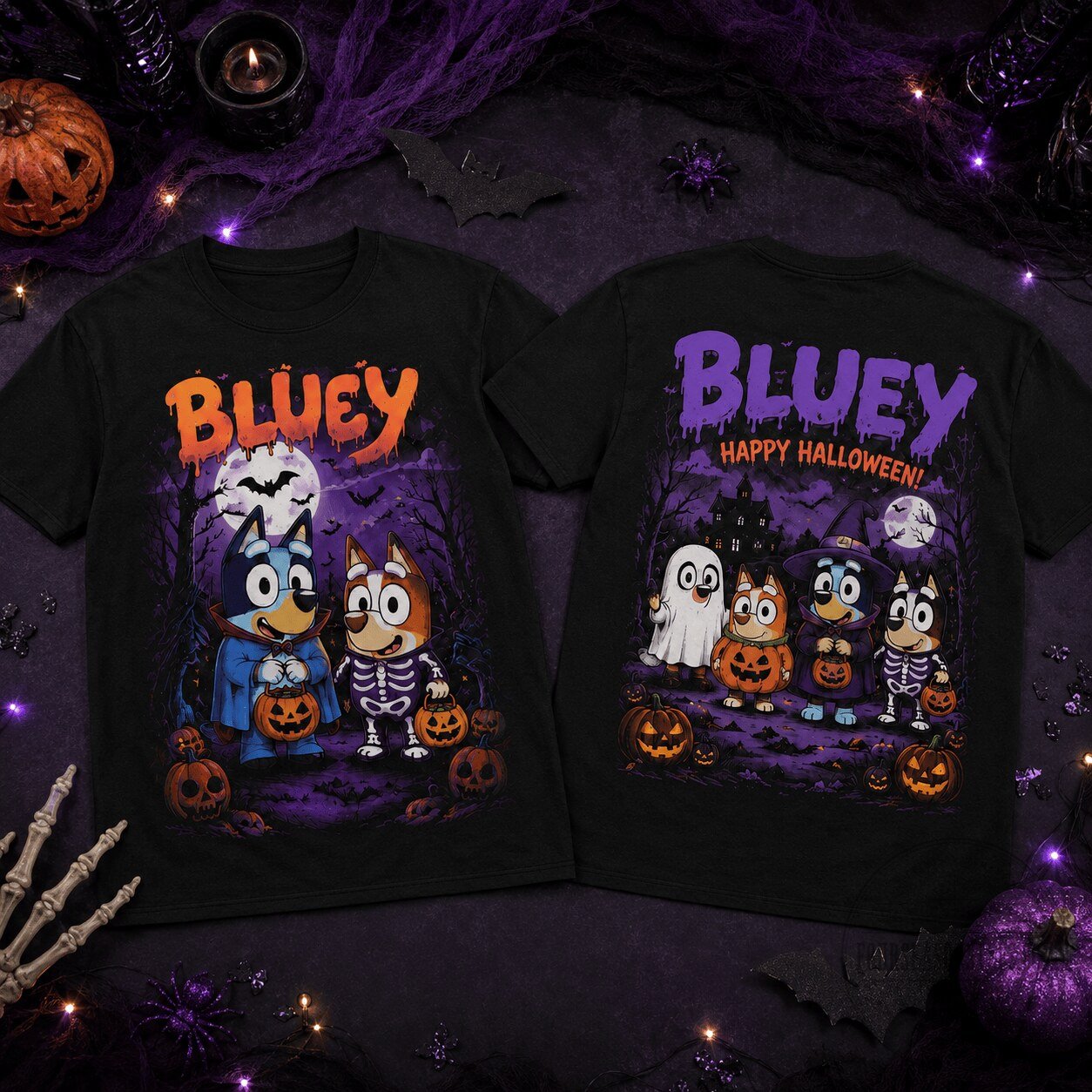 Bluey Happy Halloween Spooky Costume Family 3D Shirt NTT