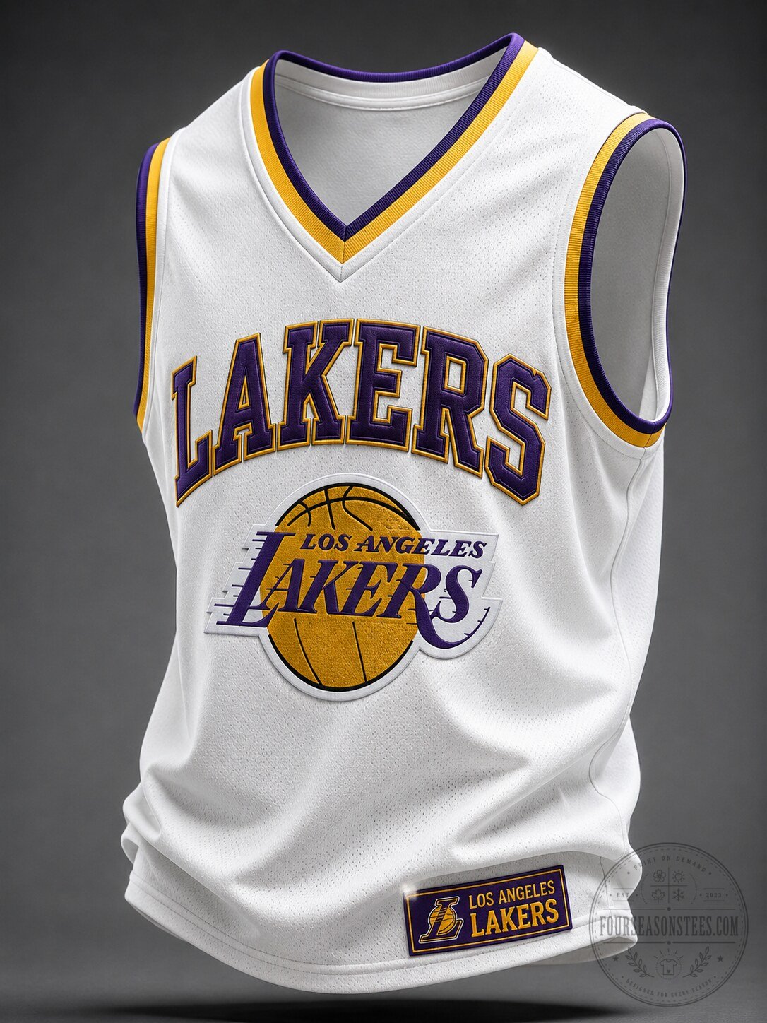 Los Angeles Lakers Authentic-Style Basketball Jersey – Premium Cotton-Blend Fabric, V-Neck Sleeveless Sports Top for Fans and Casual Wear