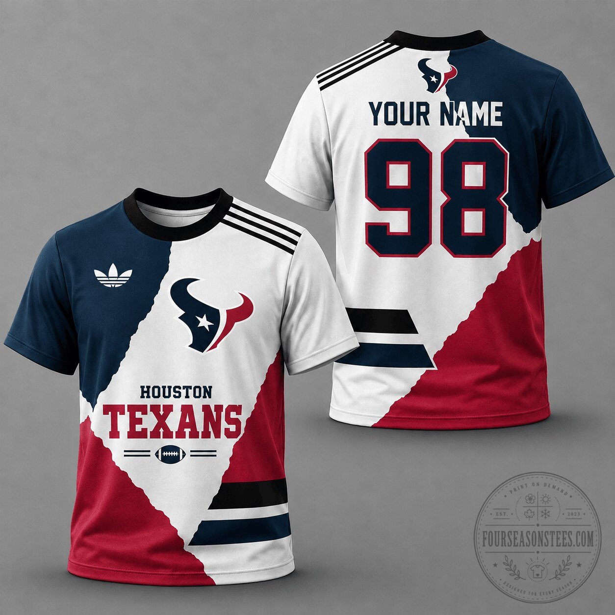 Houston Texans NFL Football Team Split Color Custom Name Number Jersey