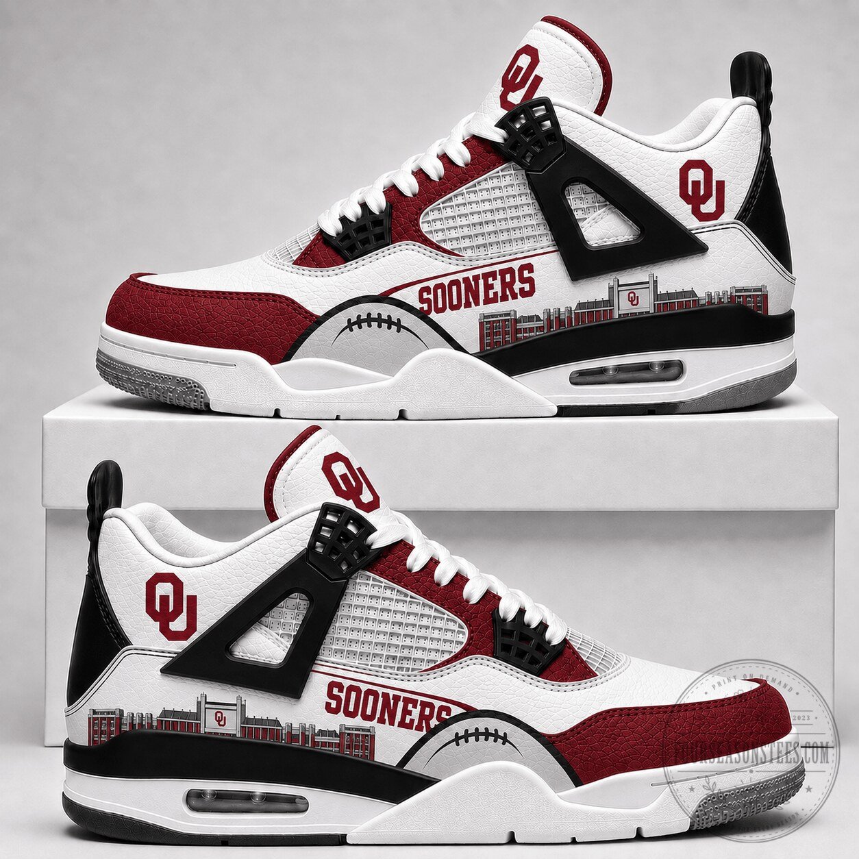 Oklahoma Sooners Football Team Logo Custom Printed Sneakers