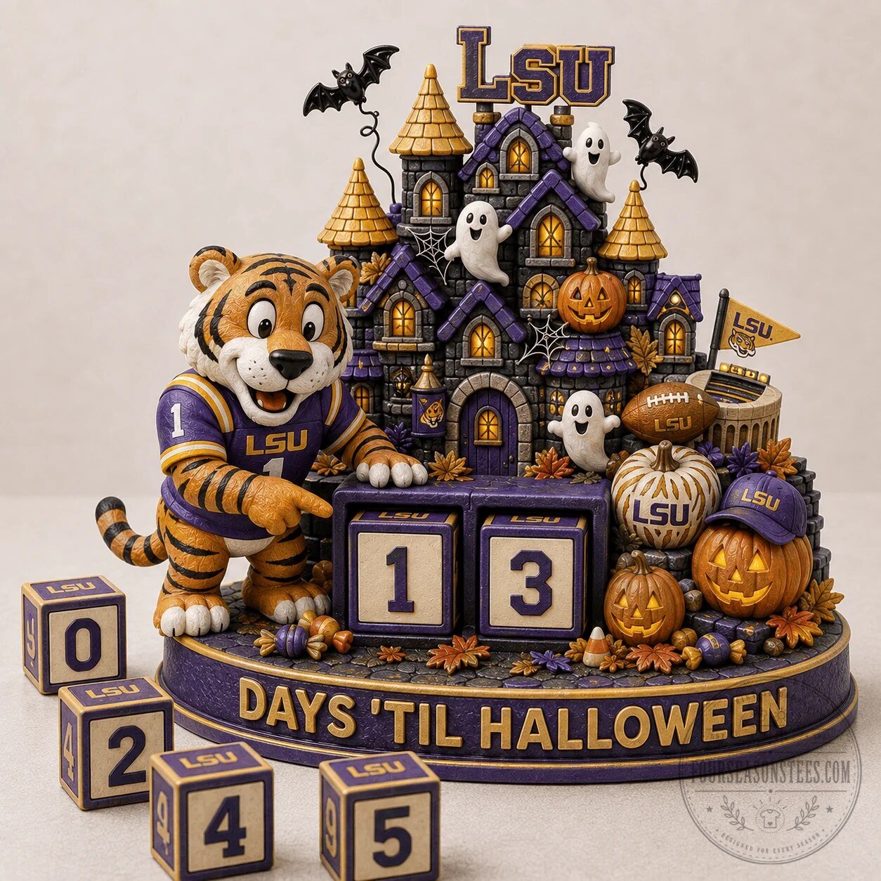 Louisiana State University Halloween Countdown Figurine with Tiger Mascot
