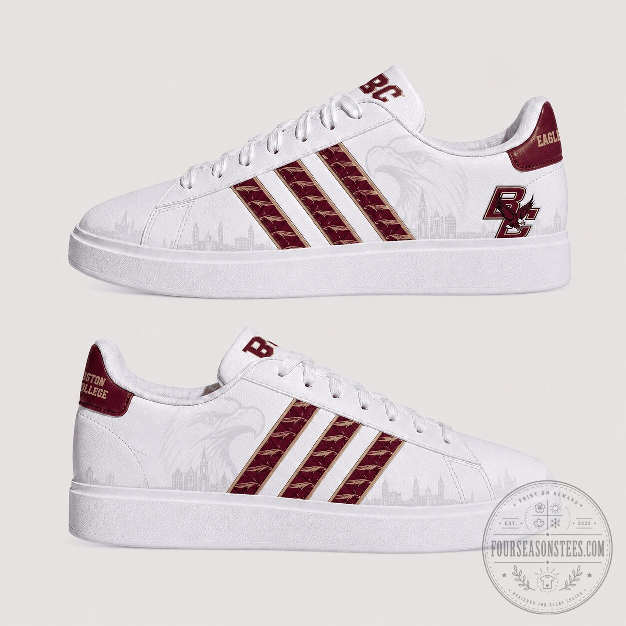 Boston College Eagles NCAA Team Logo White Sneakers