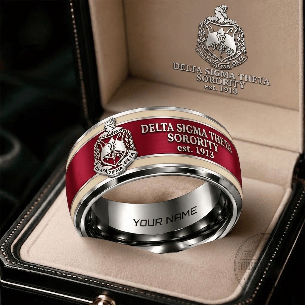 Delta Sigma Theta Sorority Personalized Ring, Est. 1913, Custom Engraved Jewelry