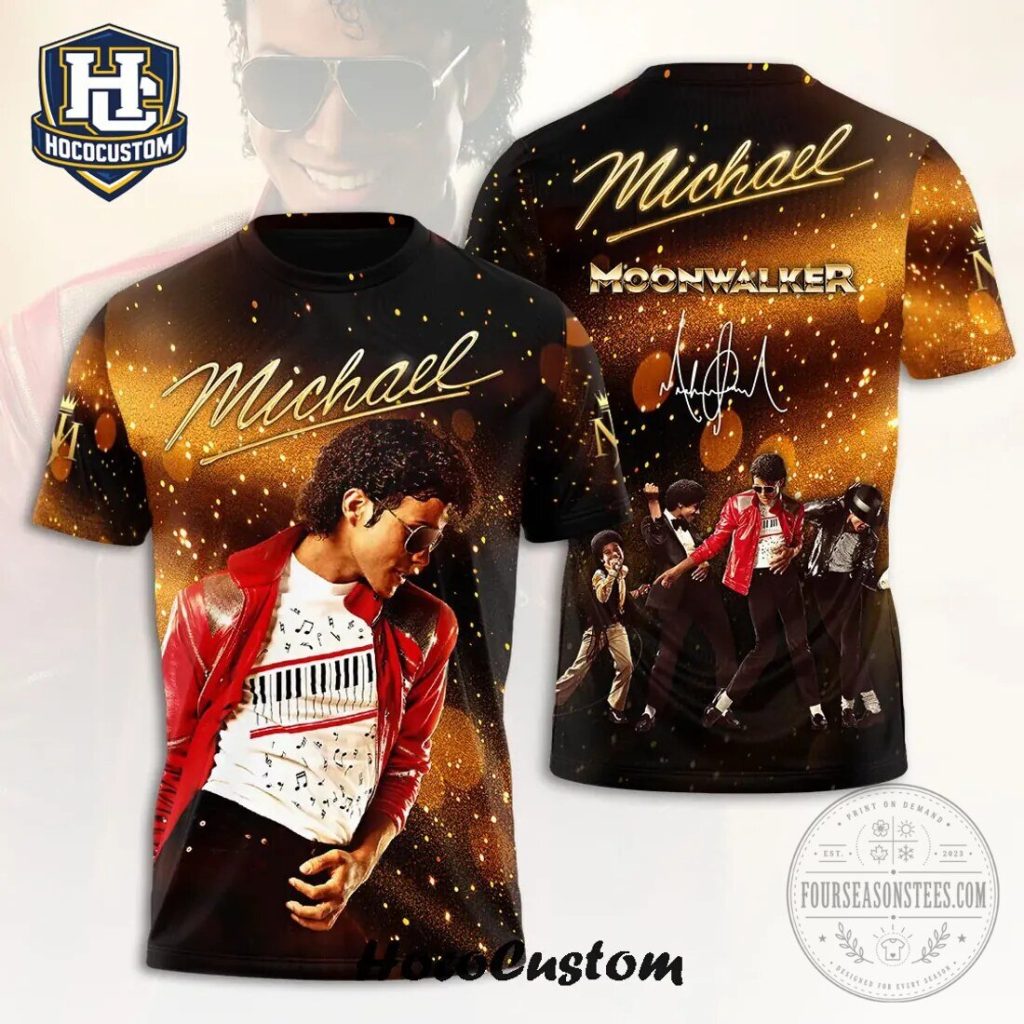 Michael King of Pop Moonwalker Golden Glitter T-Shirt