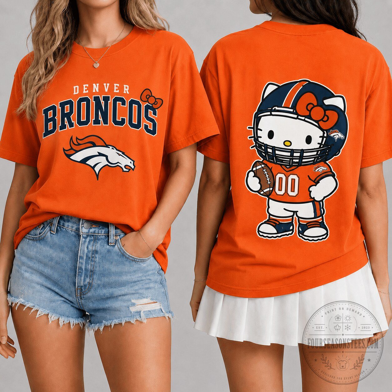 Denver Broncos NFL fan shirt, Hello Kitty Football Graphic T-Shirt