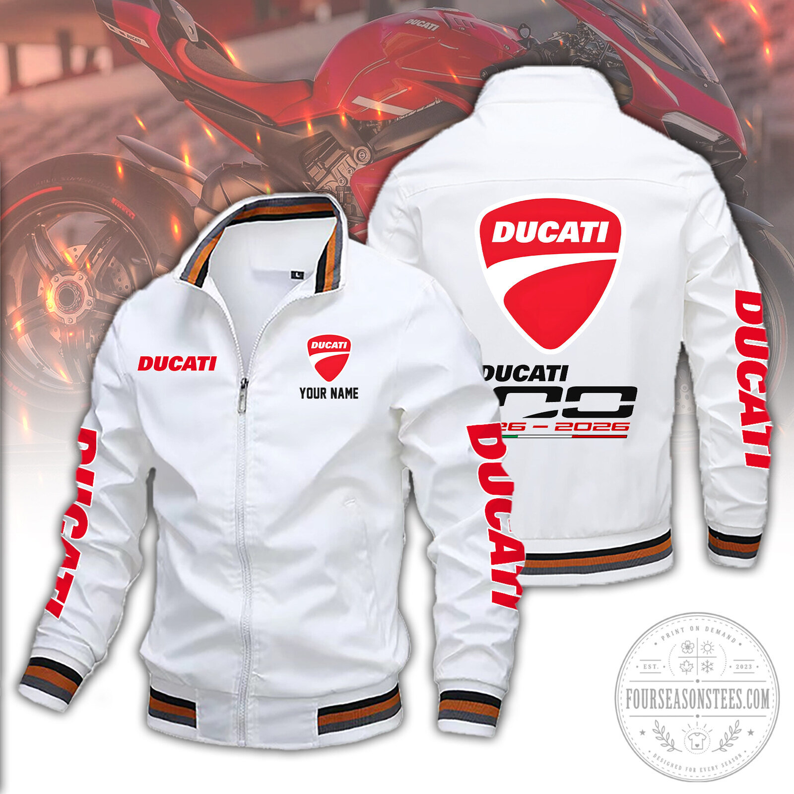 Ducati Motorcycle Racing Team White Bomber Jacket