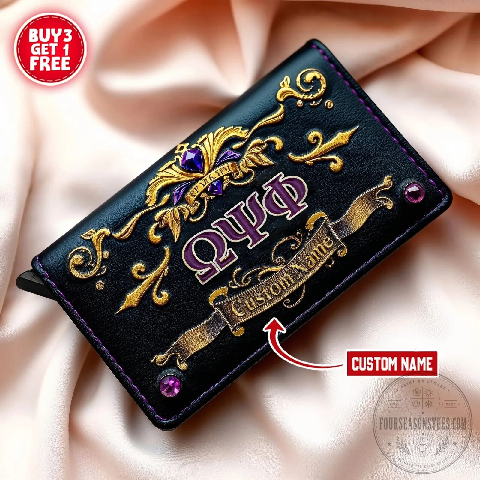 Personalized Greek Sorority Omega Psi Phi Custom Name Wallet