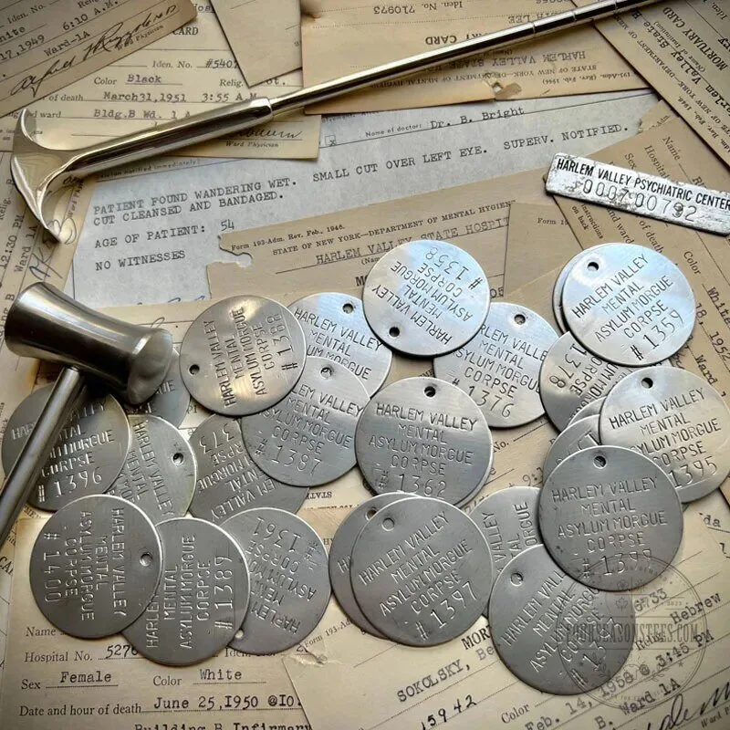 Harlem Valley Mental Asylum Morgue Corpse Toe Tags