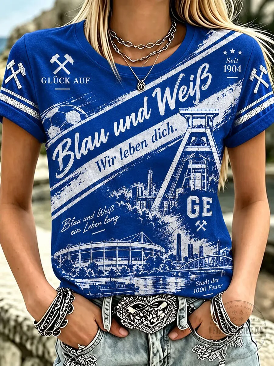 Schalke 04 Royal Blue Football Club Fan Graphic T-Shirt