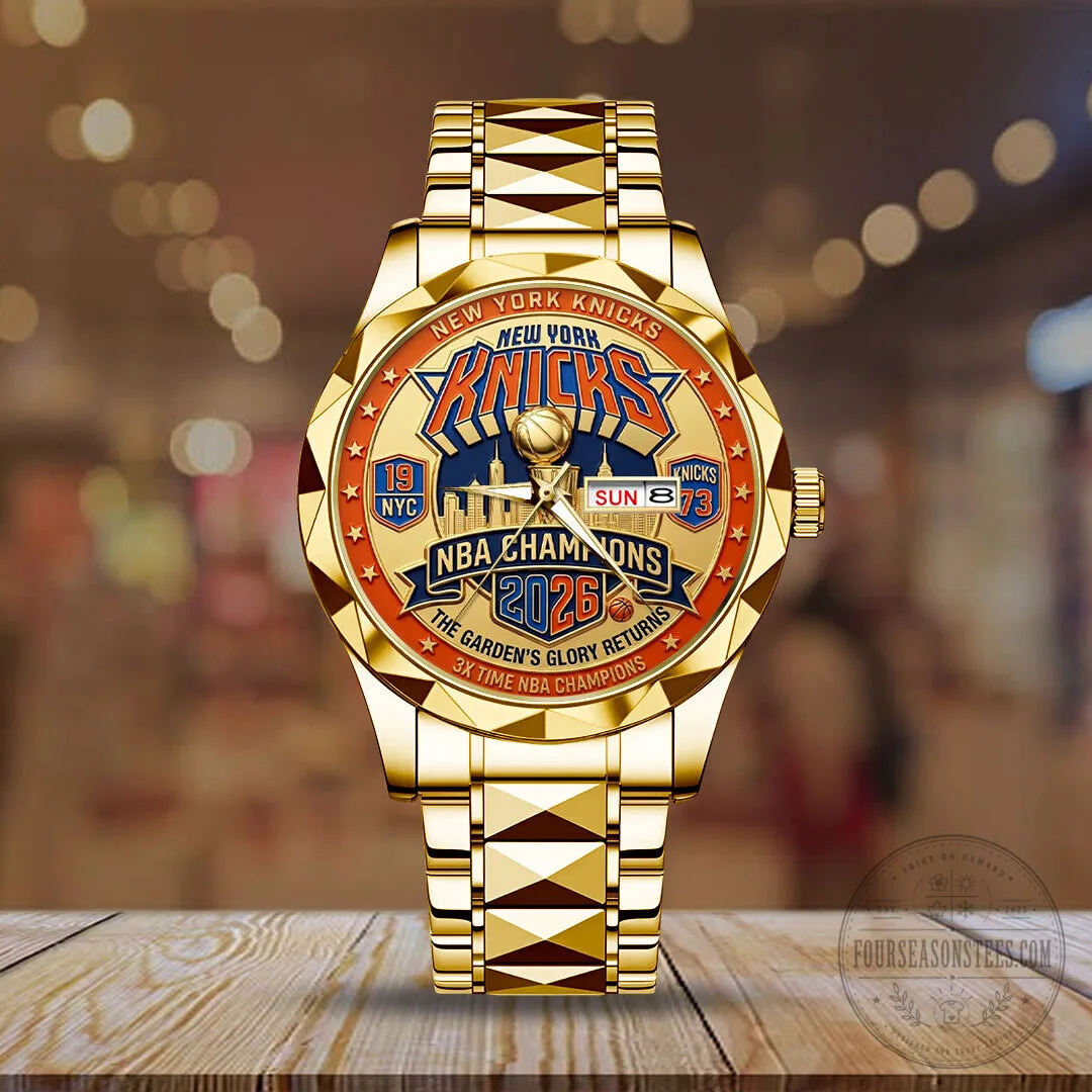 New York Knicks NBA Champions Gold Tone Luxury Quartz Watch 10 New York Knicks NBA Champions Gold Tone Luxury Quartz Watch