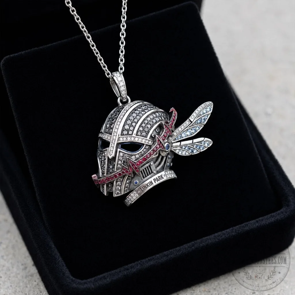 Linkin Park Hybrid Theory Soldier Helmet Pendant Necklace with Diamond Accents Linkin Park Hybrid Theory Soldier Helmet Pendant Necklace with Diamond Accents
