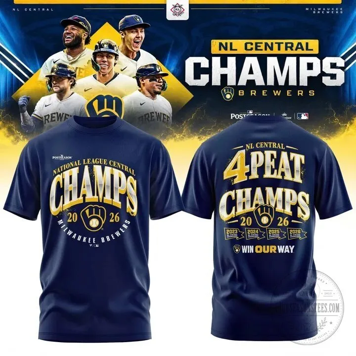 2026 National League Central Champions T-Shirt - Milwaukee Brewers