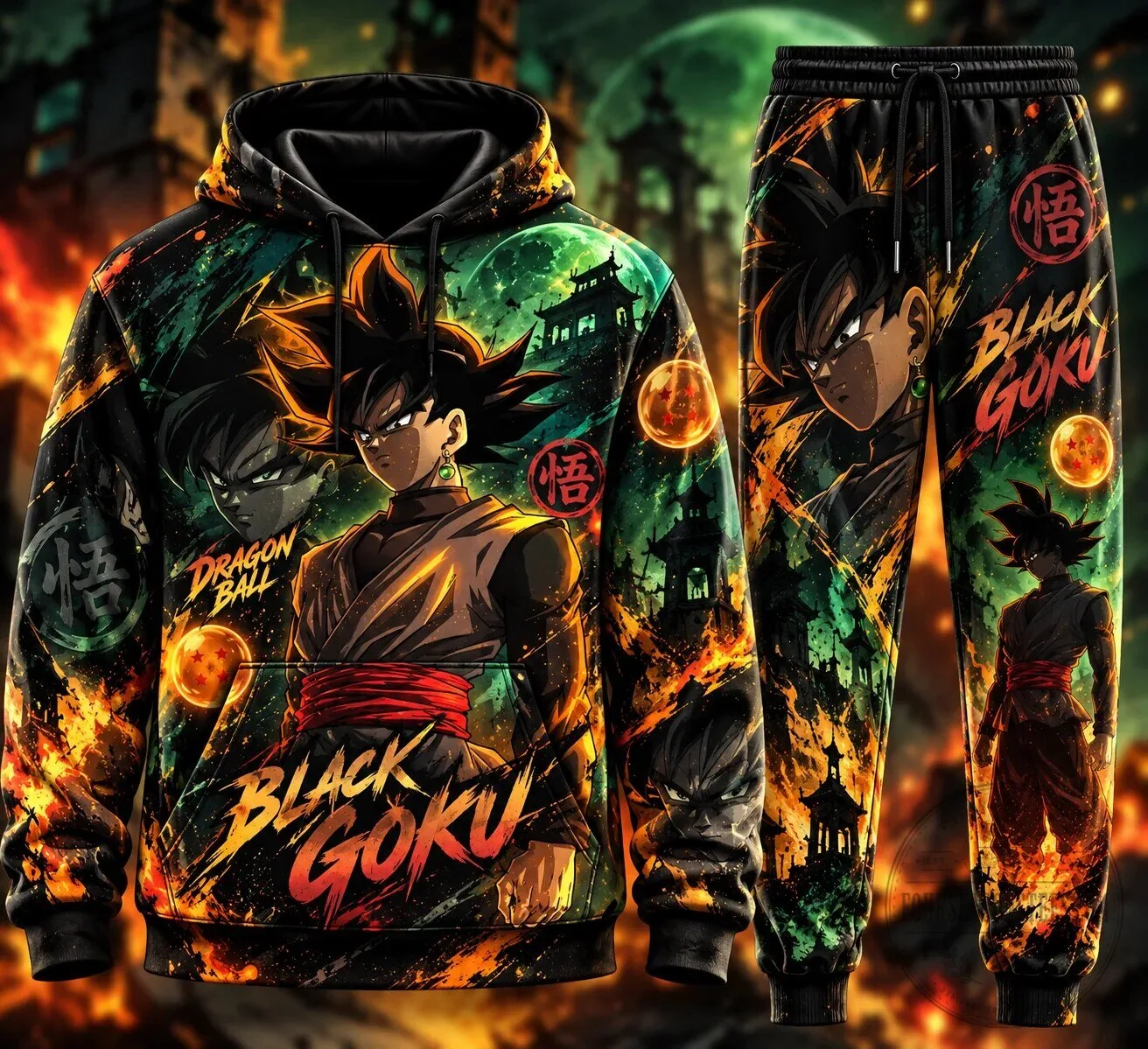 Dragon Ball Black Goku Super Saiyan Rose Hoodie and Sweatpants Set