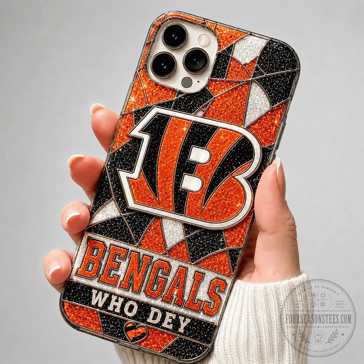 Cincinnati Bengals Who Dey Glitter Mosaic National Football League Phone Case