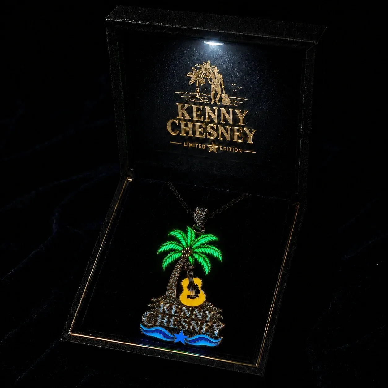 Kenny Chesney Limited Edition Palm Tree Guitar Diamond Pendant Necklace
