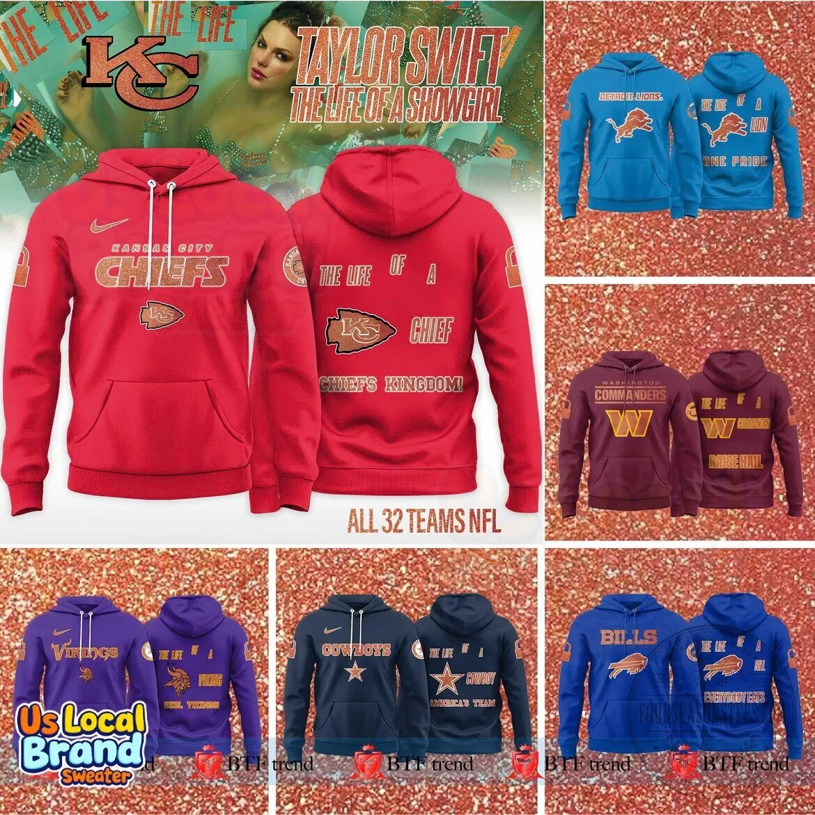 Kansas City Chiefs The Life of a Showgirl Taylor Swift Hoodie