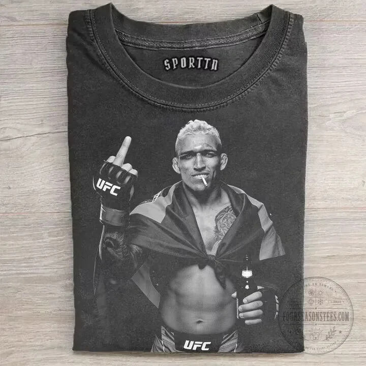 Charles Oliveira Middle Finger UFC Fighter Vintage Style Black T-Shirt