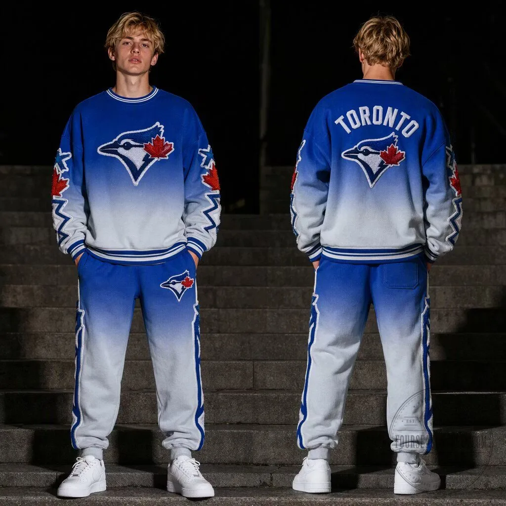 Toronto Blue Jays Ombre Gradient Crewneck Sweatshirt
