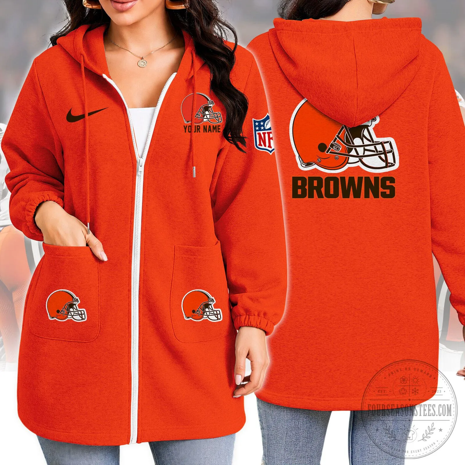 Cleveland Browns Football Team Full-Zip Hoodie Jacket
