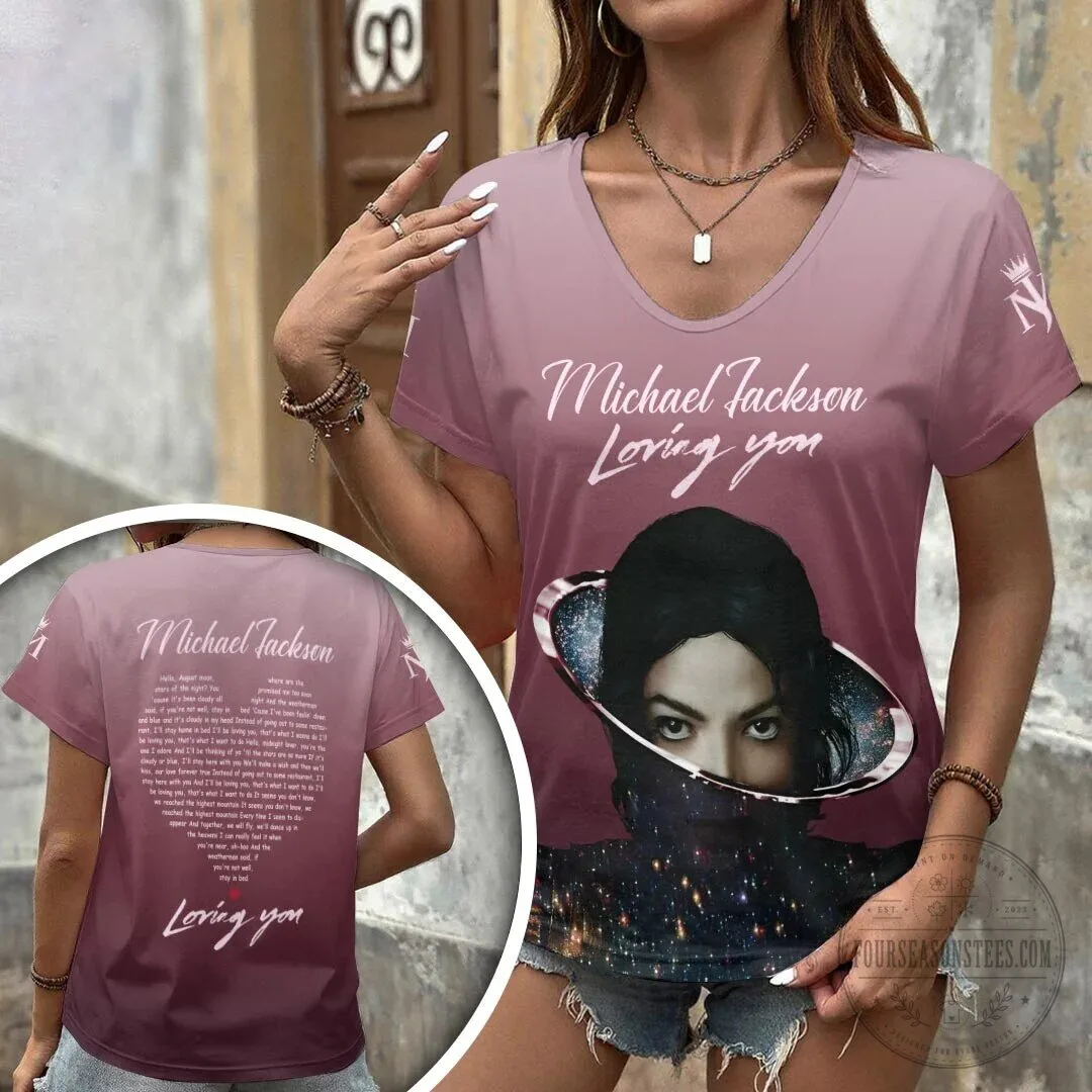 Michael Jackson Loving You Music Album Art Women's V-Neck T-Shirt