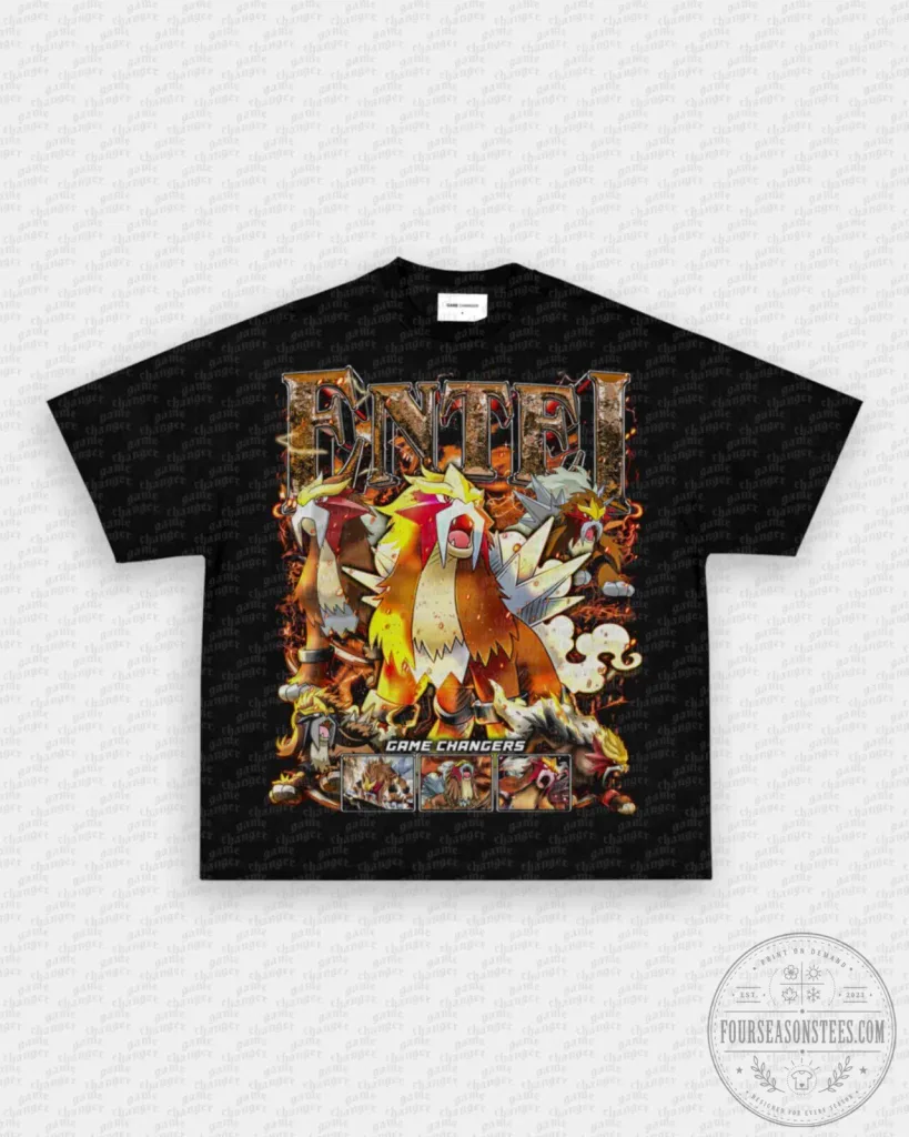 Pokemon Entei Legendary Fire Type Beast Game Changers Black T-Shirt