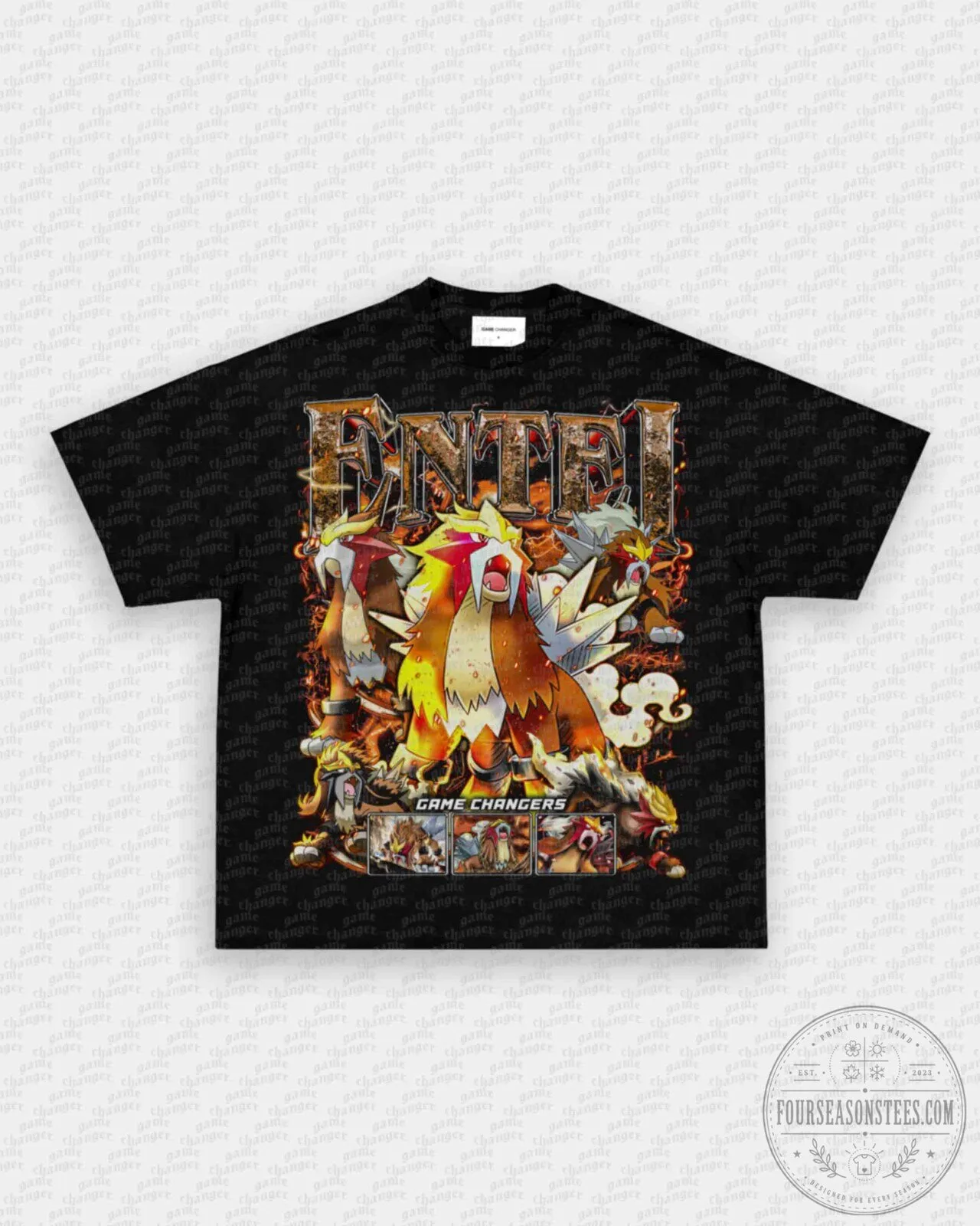 Pokemon Entei Legendary Fire Type Beast Game Changers Black T-Shirt
