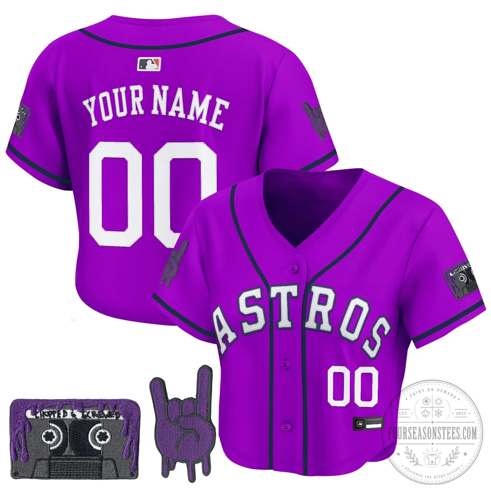 Houston Astros Baseball Purple Custom Cropped Jersey for Women