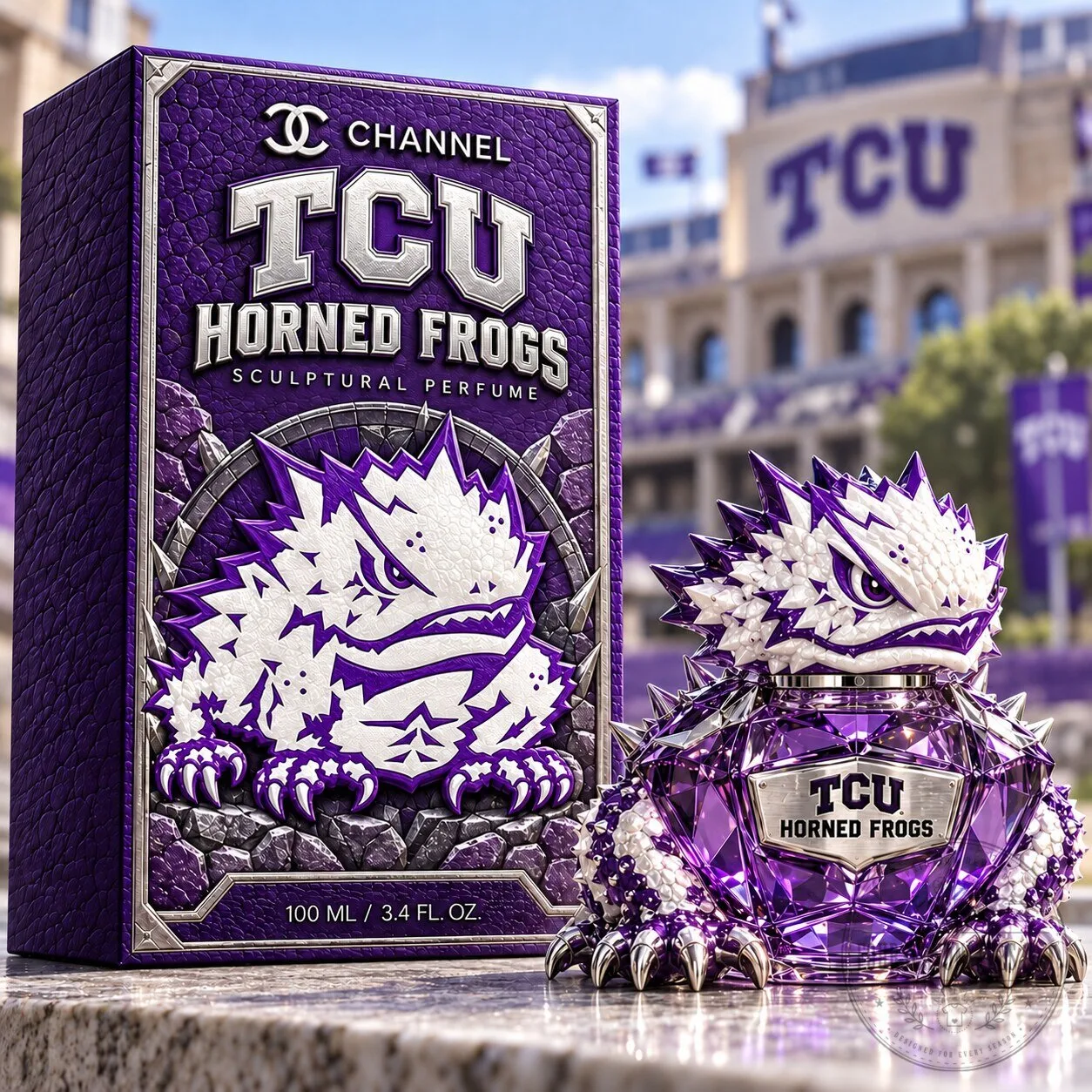 TCU Horned Frogs Sculptural Perfume Bottle Collectible Decoration