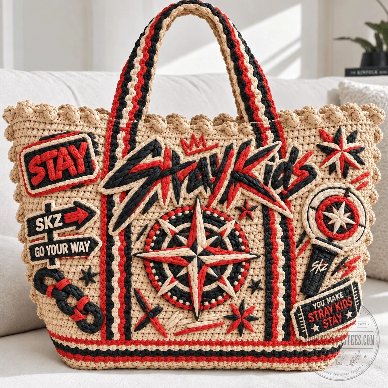Stray Kids STAY Straw Style Embellished Tote Bag