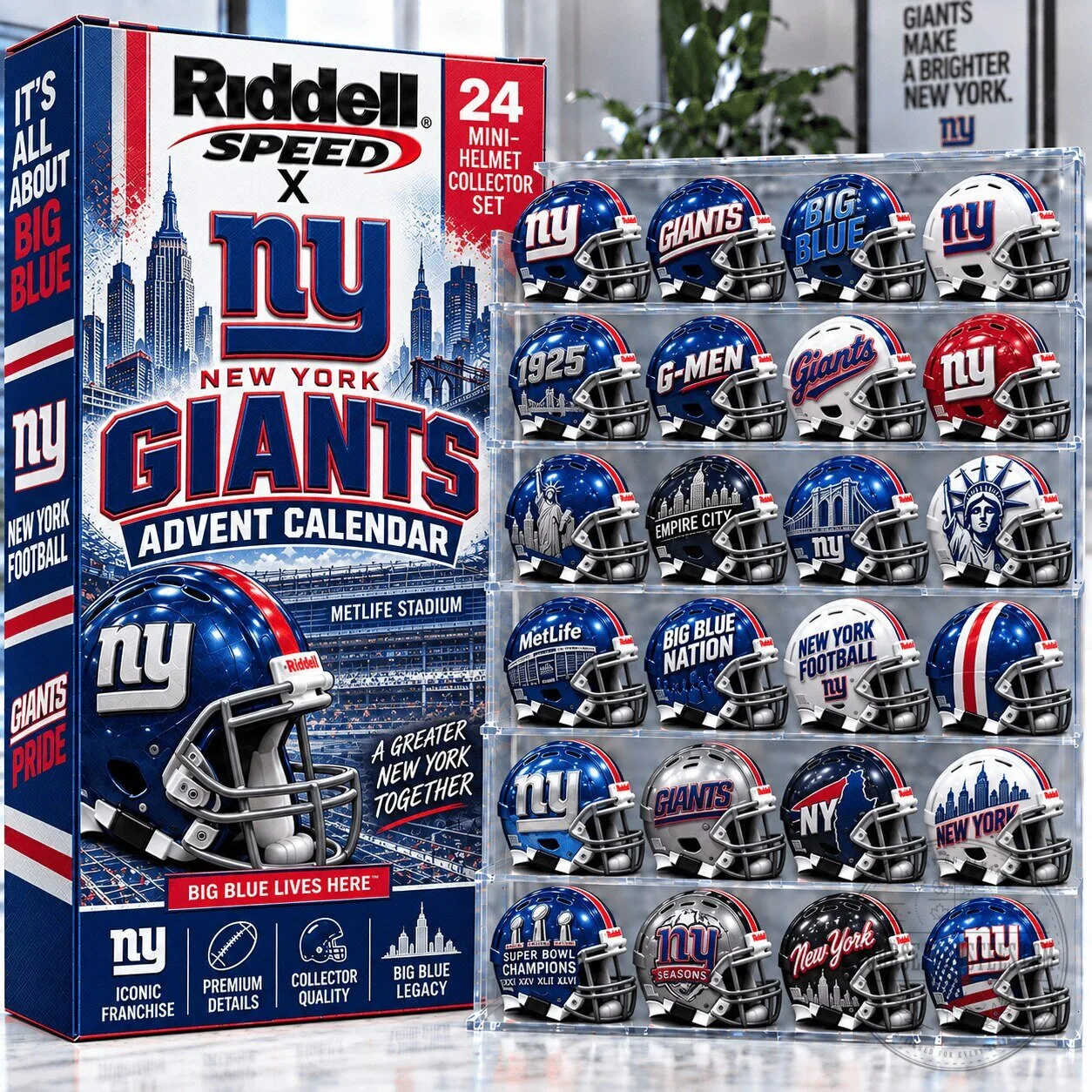 New York Giants Mini Helmet Advent Calendar Collector Set