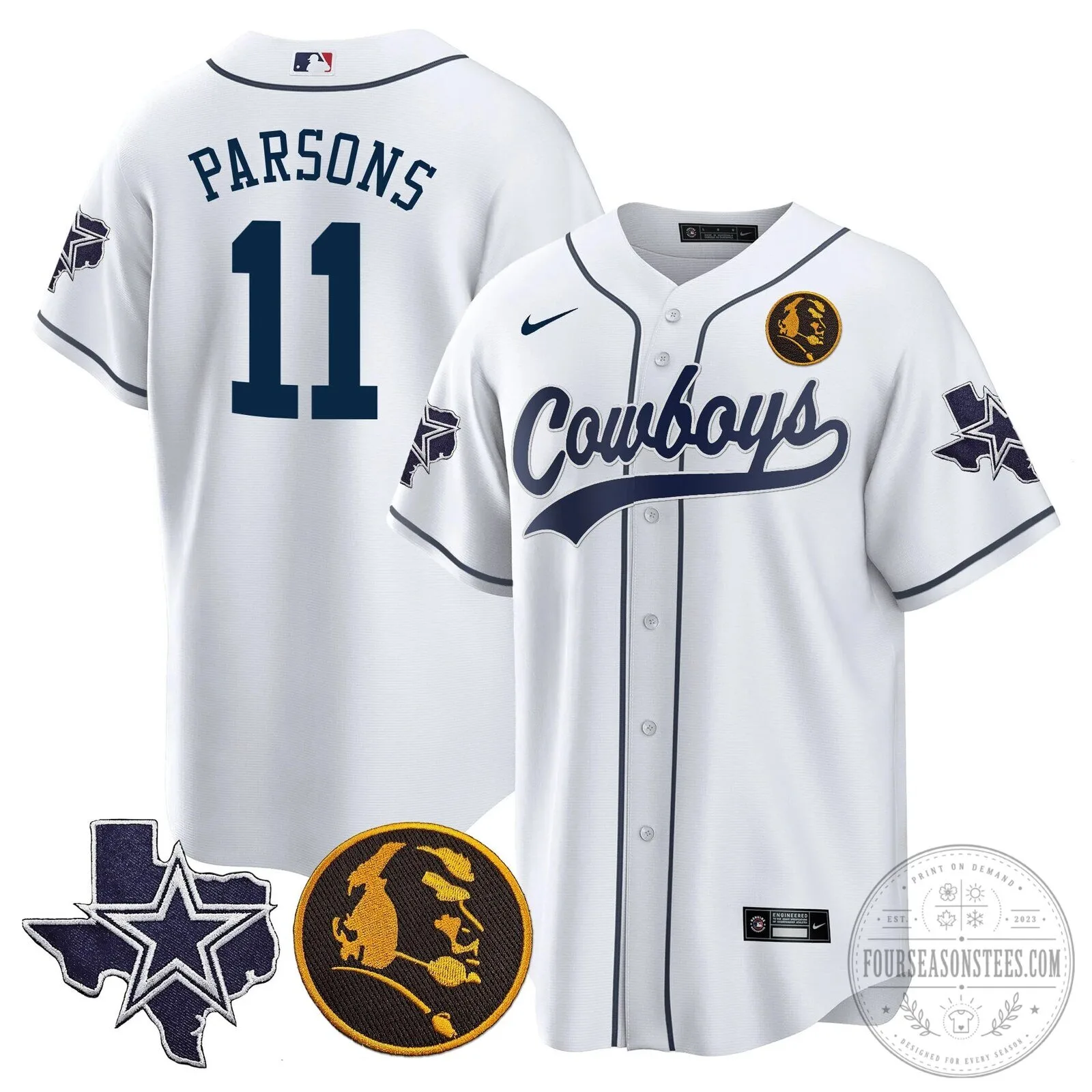 Dallas Cowboys Micah Parsons John Madden Patch Baseball Jersey