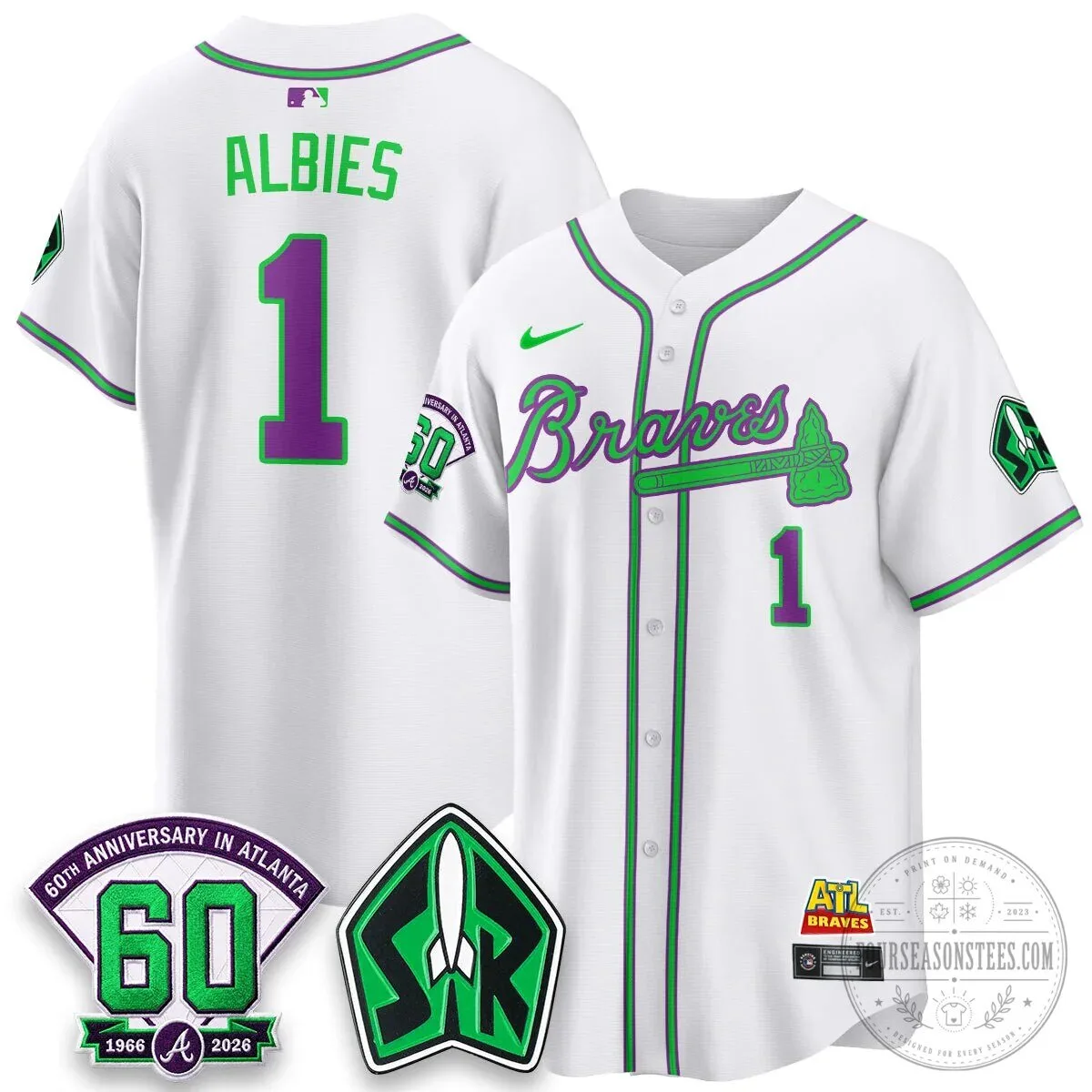 Atlanta Braves 60th Anniversary Space Ranger Edition Ozzie Albies Baseball Jersey
