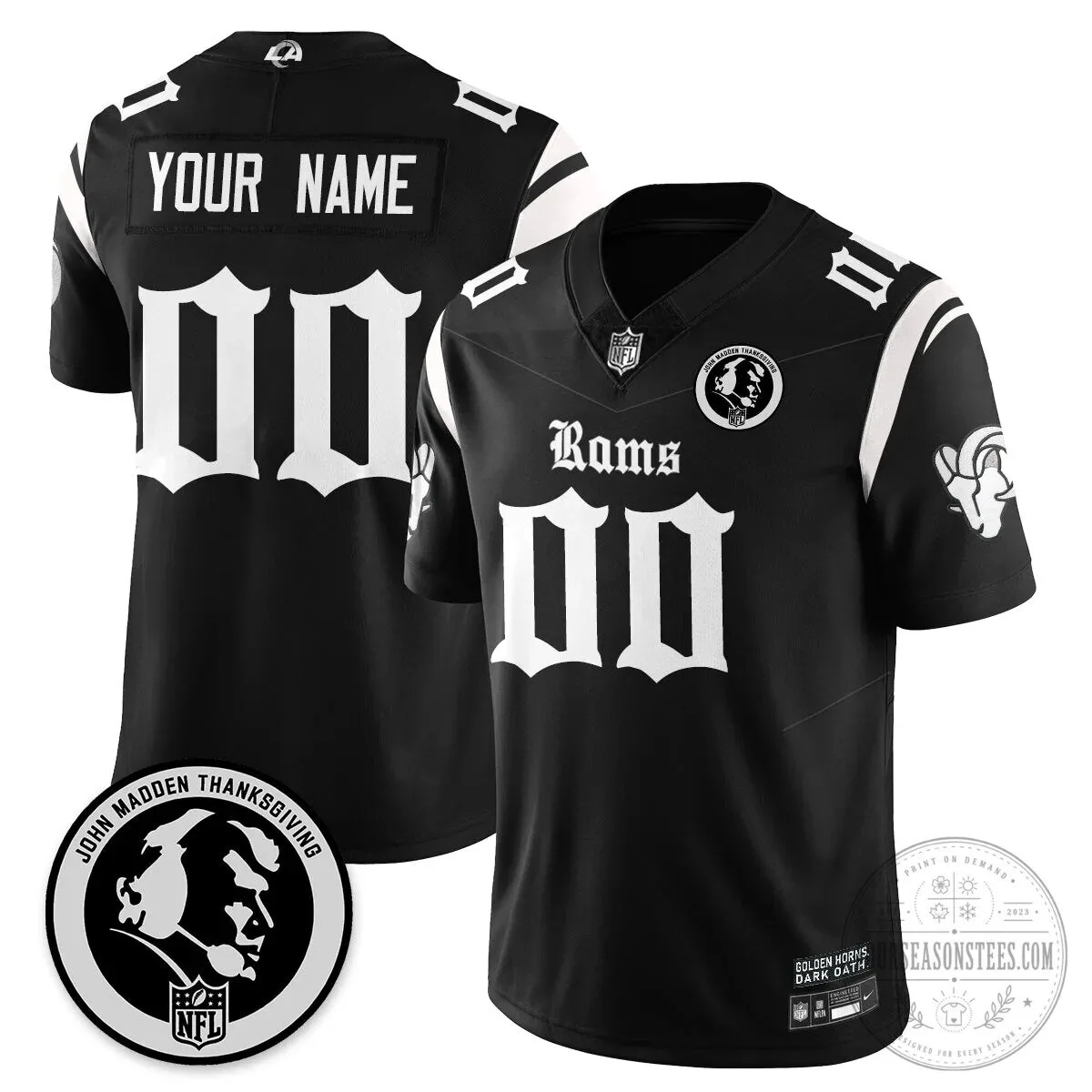 John Madden Thanksgiving Los Angeles Rams Custom Football Jersey 8 John Madden Thanksgiving Los Angeles Rams Custom Football Jersey