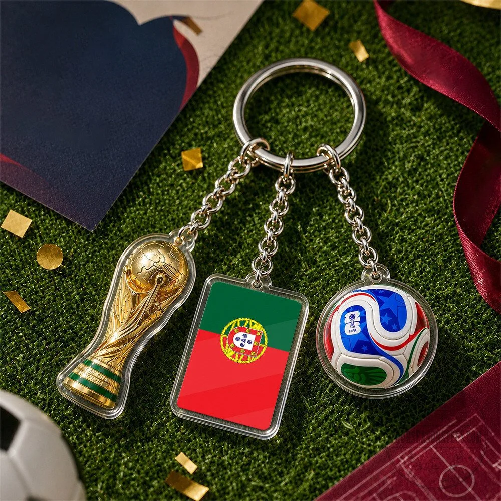 Portugal National Football Team World Cup Trophy Soccer Ball Keychain