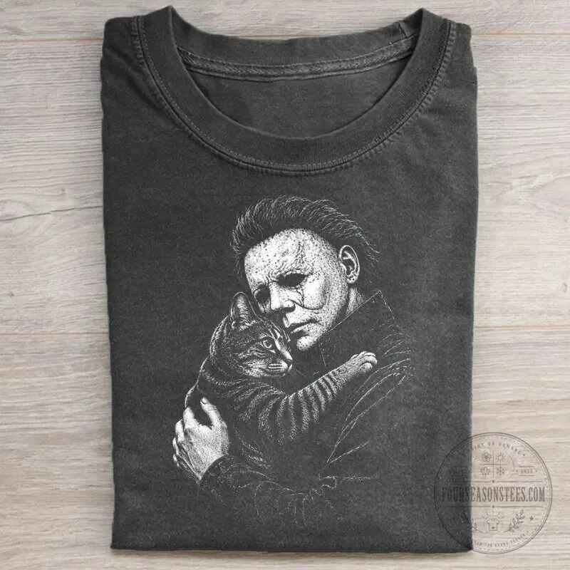 Michael Myers Holding Cat Horror Movie Halloween T-Shirt