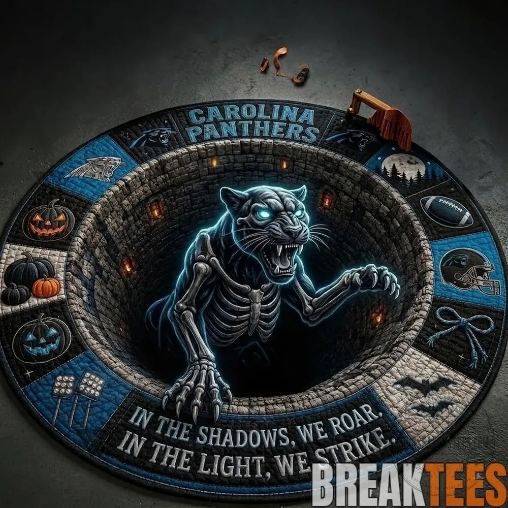 Carolina Panthers Halloween Skeleton Panther Round Rug