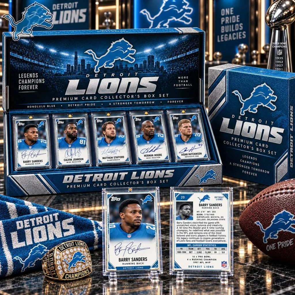 Detroit Lions Premium Card Collector's Box Set with Barry Sanders Card Detroit Lions Premium Card Collector's Box Set with Barry Sanders Card