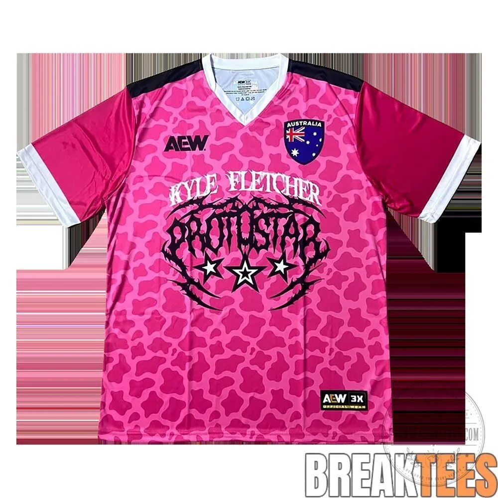All Elite Wrestling Kyle Fletcher Protostar Pink Patterned Tournament Jersey