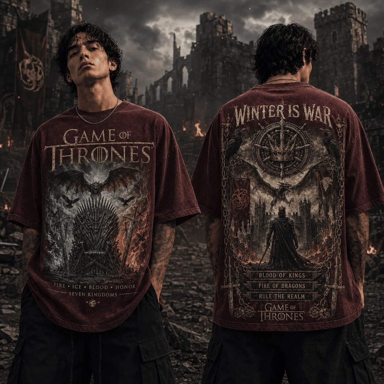 Game of Thrones Winter Is War Fire and Blood Honor Seven Kingdoms T-Shirt
