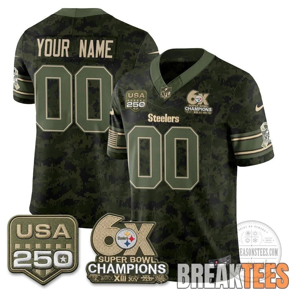 Pittsburgh Steelers Salute to Service Custom Football Jersey Super Bowl Champions