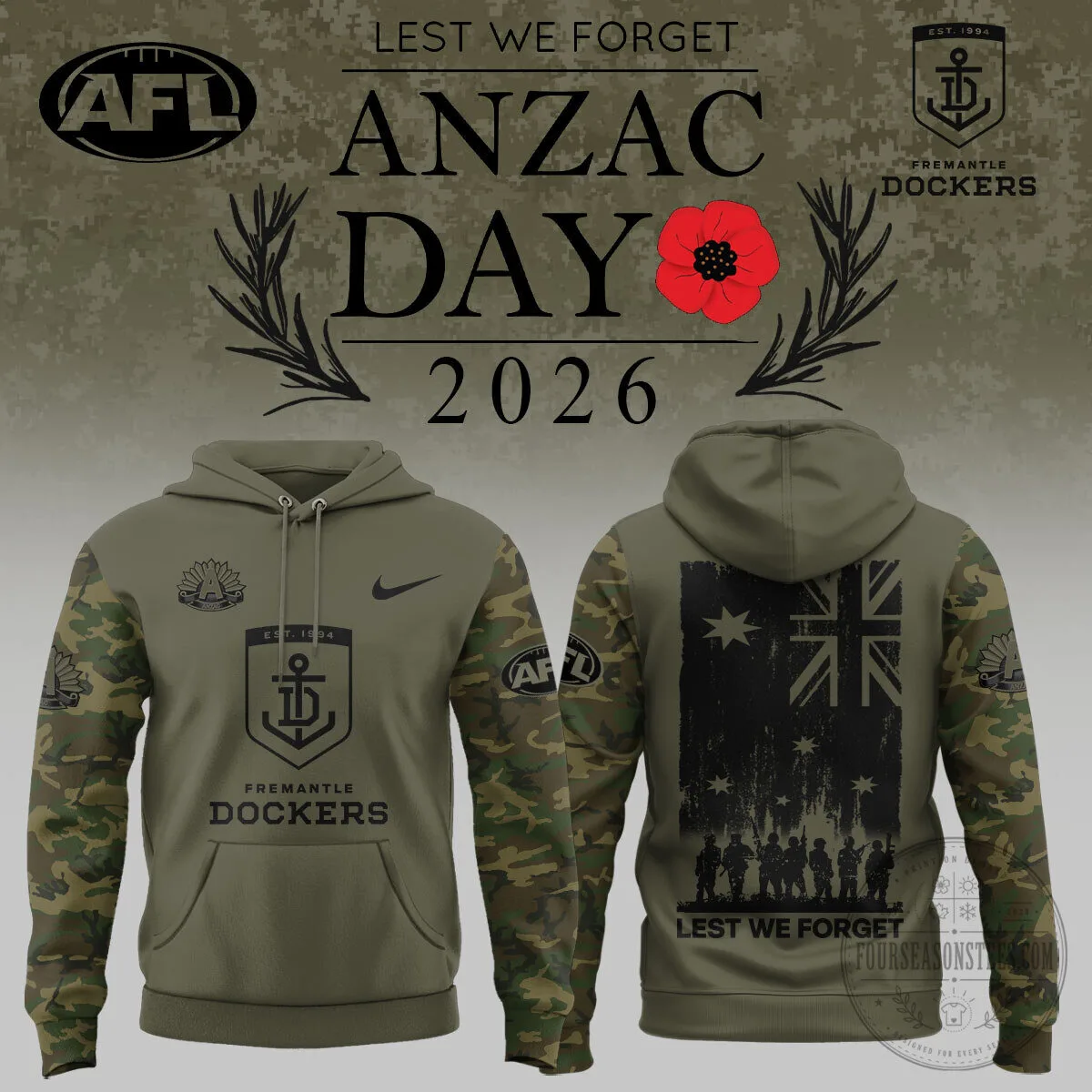 Fremantle Dockers ”ANZAC DAY 2026” Limited Edition – Hoodie 2 Fremantle Dockers ”ANZAC DAY 2026” Limited Edition – Hoodie