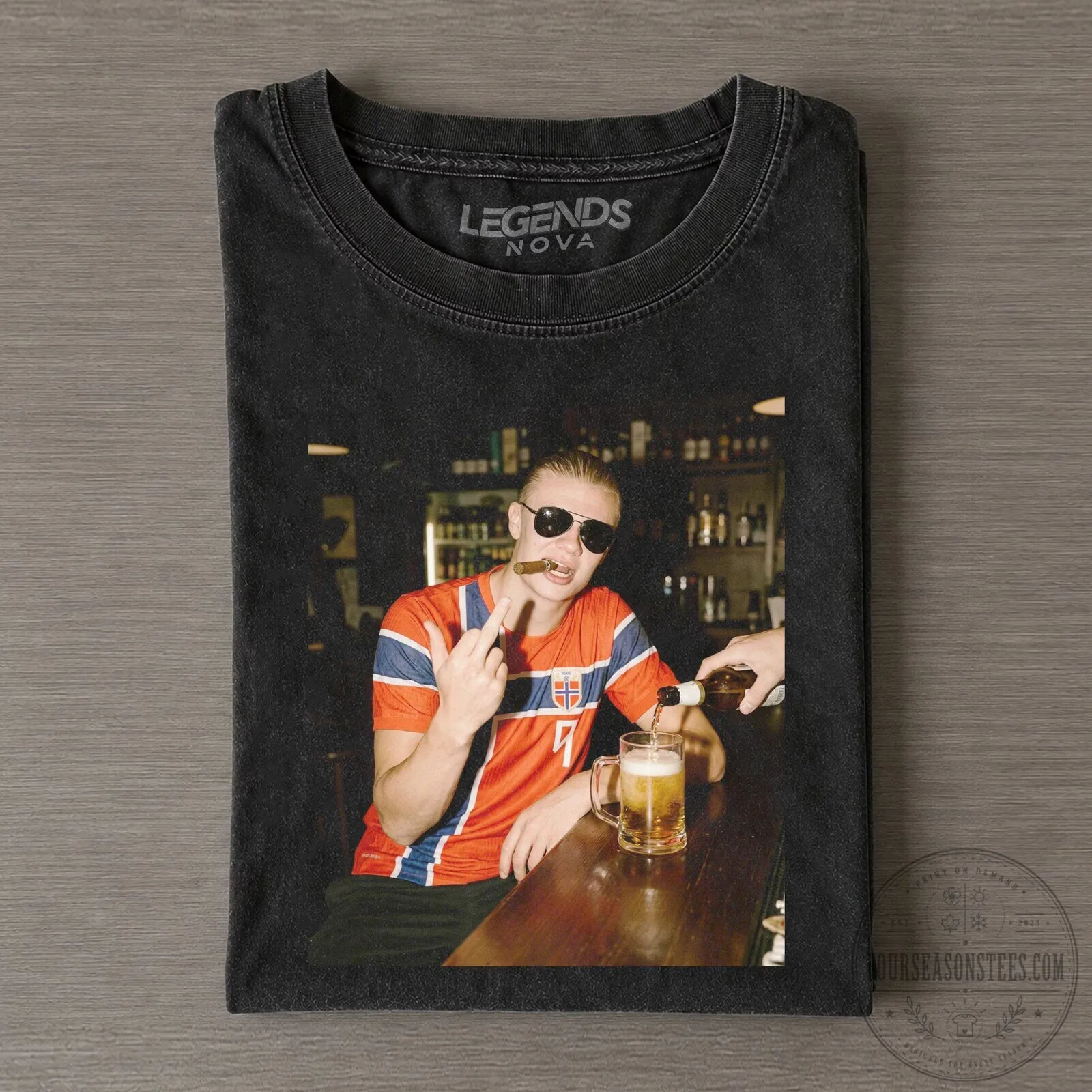 Vintage Tee featuring Erling Haaland, Norway Football Star - Humorous Design