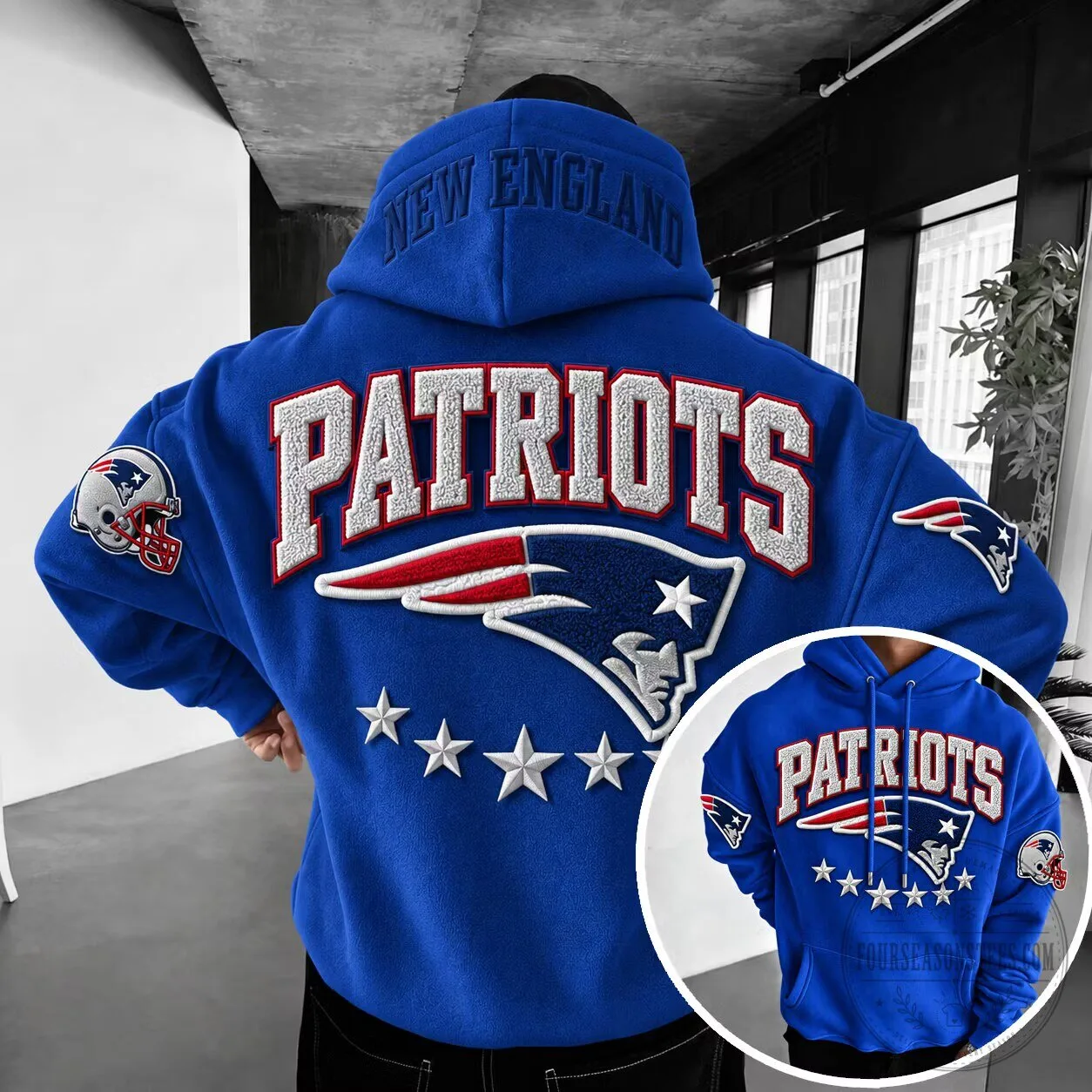 New England Patriots Football Team Logo Blue Hoodie