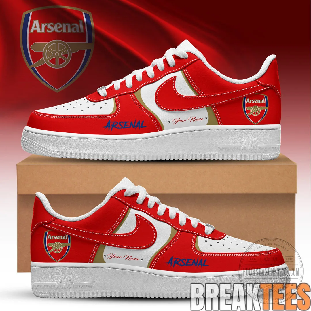Arsenal Football Club Red and White Custom Air Force One Sneakers 5 Arsenal Football Club Red and White Custom Air Force One Sneakers