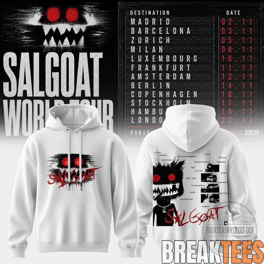 ElGrandeToto Salgoat World Tour Concert Schedule White Hoodie