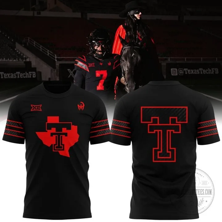 Texas Tech Red Raiders Football Team Black and Red Uniform T-Shirt