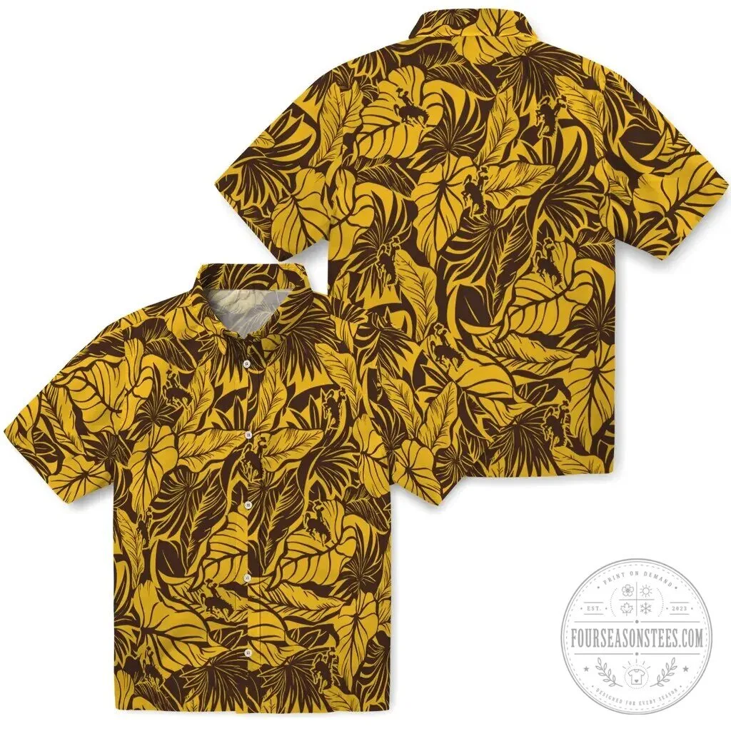 Hawaii vs Wyoming Tropical Leaf Pattern Hawaiian Shirt