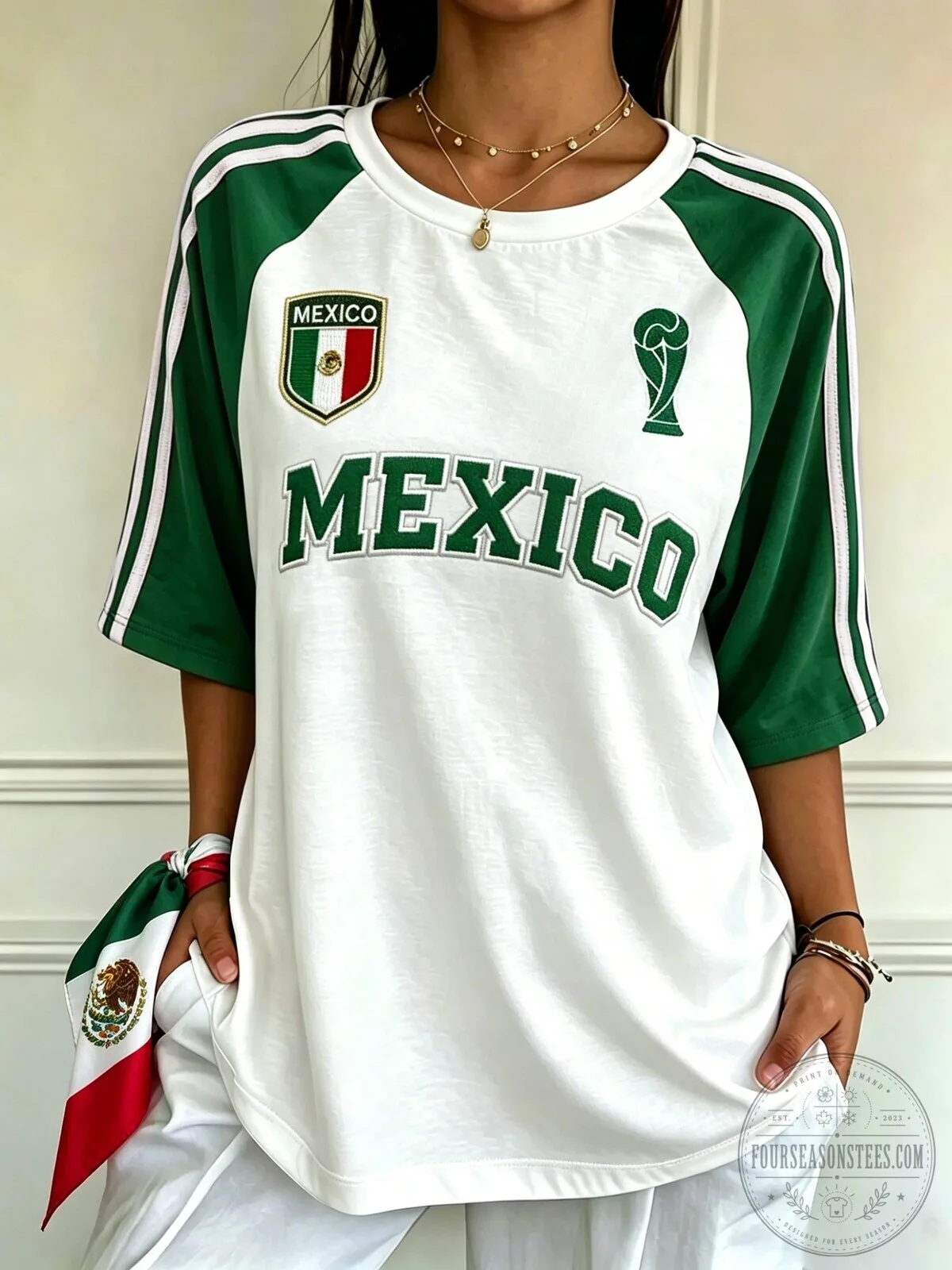 Mexico Soccer Team Green and White Fan T-Shirt